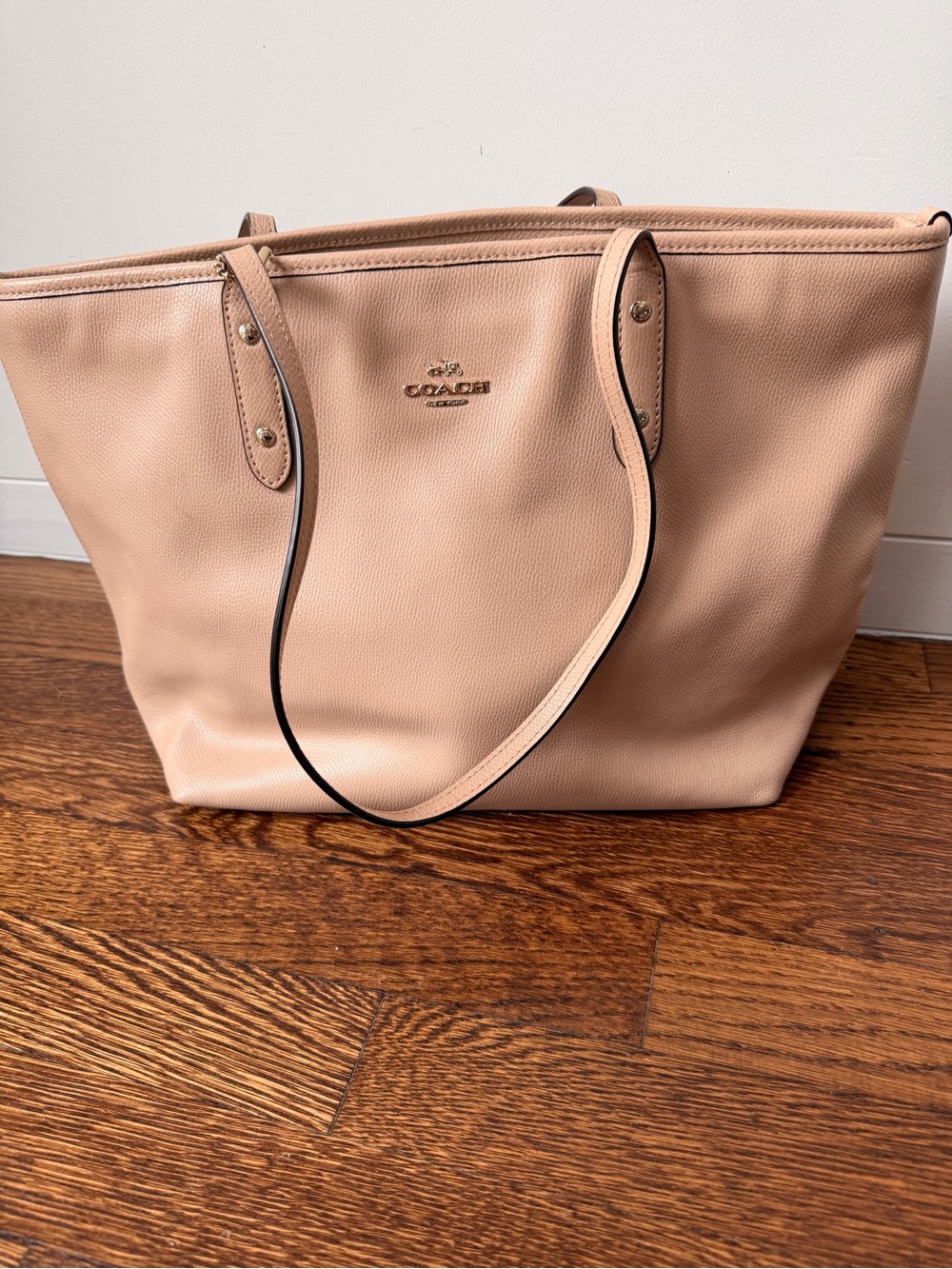 Coach Pebbled Leather Tote in Nude Blush
